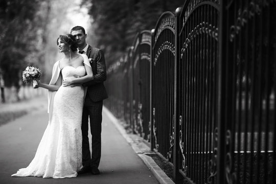 Fototapeta Wedding black and white photo poster