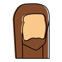 hippie man head with long hair