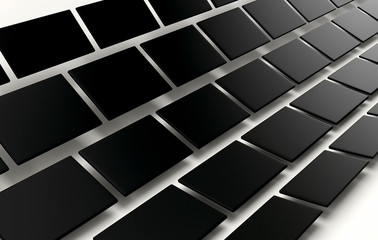 Abstract array of shinny black cubes on white background. 3d render