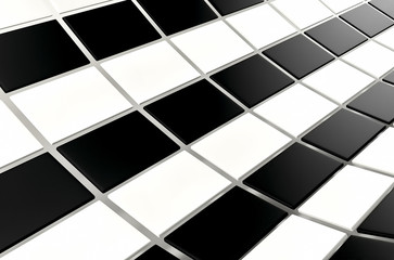 Abstract array of shinny black and white cubes on white background. 3d render