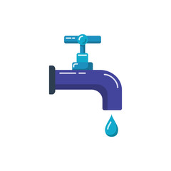 Water tap icon in flat style