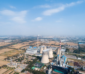 aerial view of thermal power plant