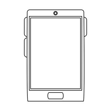 smartphone with blank screen icon image vector illustration design  black line
