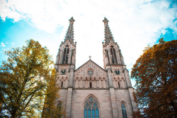 Fototapeta na wymiar Cathedral in Baden-Baden , Germany Autumn