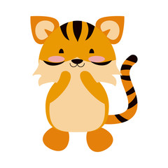 tiger cute animal cartoon icon image vector illustration design 