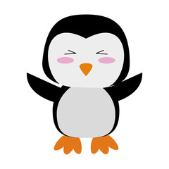 penguin with open wings cute animal cartoon icon image vector illustration design 