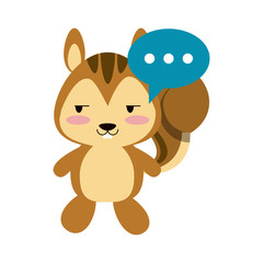 squirrel flirty with chat bubble cute animal cartoon icon image vector illustration design 