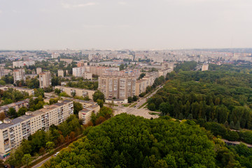 Fototapeta premium Beautiful urban autumn landscape. Aerial view.