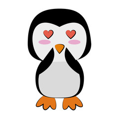penguin with heart eyes  cute animal cartoon icon image vector illustration design 