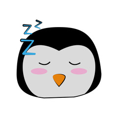 penguin sleeping cute animal cartoon icon image vector illustration design 