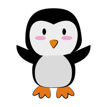 penguin with open wings cute animal cartoon icon image vector illustration design 