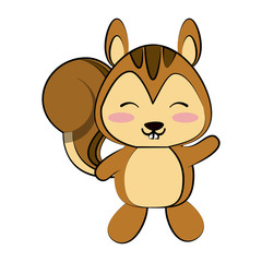squirrel waving hello or bye cute animal cartoon icon image vector illustration design 