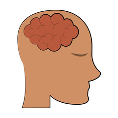 human brain inside head icon image vector illustration design 