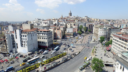 Aerial View of Istanbul, Hagia Sophia and Blue Mosque