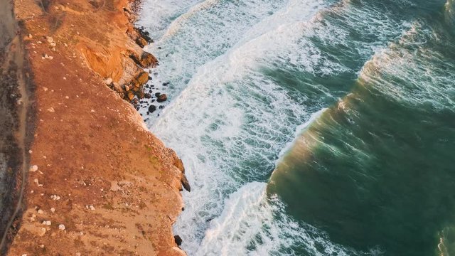 4k Aerial Drone Landscape of Ocean and Cliffs