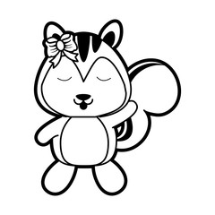 squirrel waving hello or bye cute animal cartoon icon image vector illustration design  black and white
