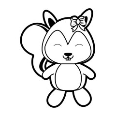 squirrel happy cute animal cartoon icon image vector illustration design  black and white