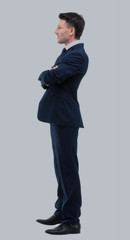 Side view of a smiling businessman, On white background