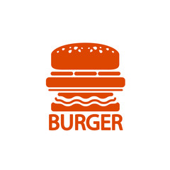 Burger silhouette logotype, vector illustration isolated on white background