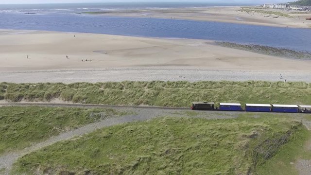 Aerial Fly Over Shot of the Fairbourne Narrow Gauge Railway