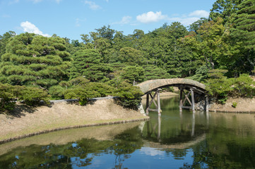 Beautifully manicured grounds of Imperial Palace, Oikeniwa Garden, Kyoto, Japan