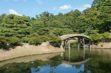 Fototapeta na wymiar Beautifully manicured grounds of Imperial Palace, Oikeniwa Garden, Kyoto, Japan