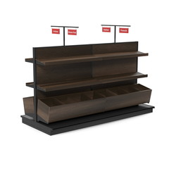 Bakery Slatted Shelf Fixture on white. 3D illustration