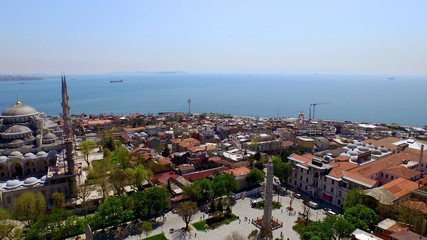 Obraz premium Aerial View of Istanbul, Hagia Sophia and Blue Mosque
