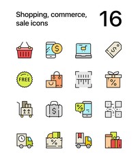 Colored Shopping, commerce, sale icons for web and mobile design pack 2