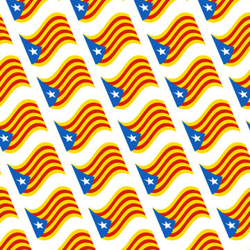 Catalonia flags and boarders - vector map illustration