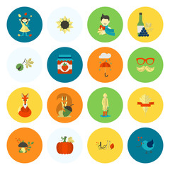Fototapeta premium Set of Flat Autumn Icons