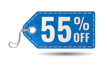 Fifty five percent off sale. 55% sale tag 