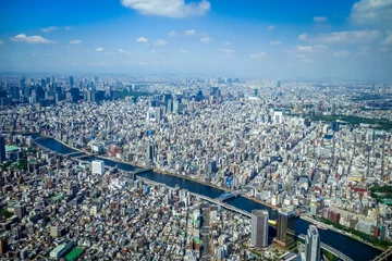 Gordijnen Tokyo city skyline aerial view, Japan © daboost