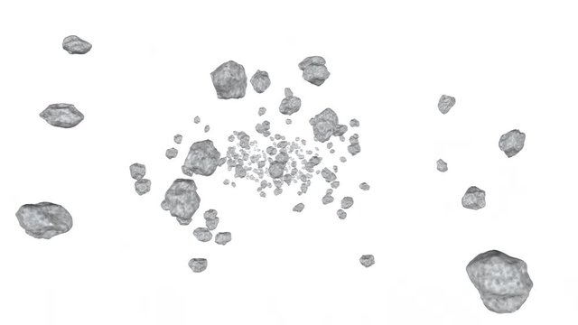 3D rendered Animation of Asteroids floating in space.
