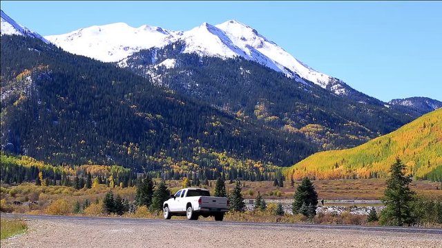 Footage compilation of Fall in Colorado at Million Dollar hwy. 8 footages, 5 seconds each.