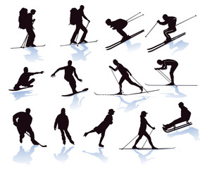 Wintersport, skifahrer, snowboarder, skilanglauf