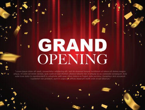 Grand opening event design gold confetti