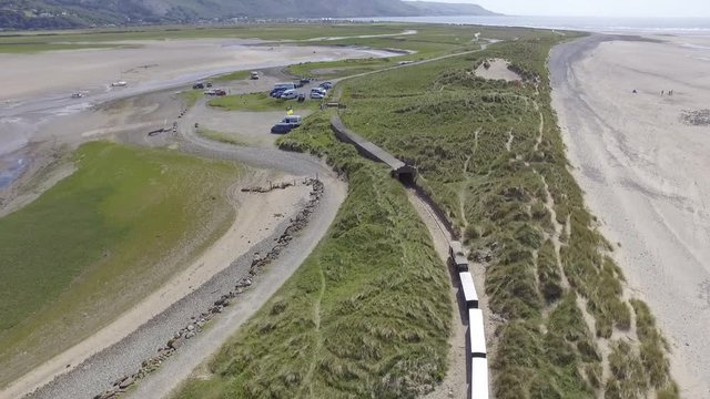 Aerial Fly Over Shot of the Fairbourne Narrow Gauge Railway