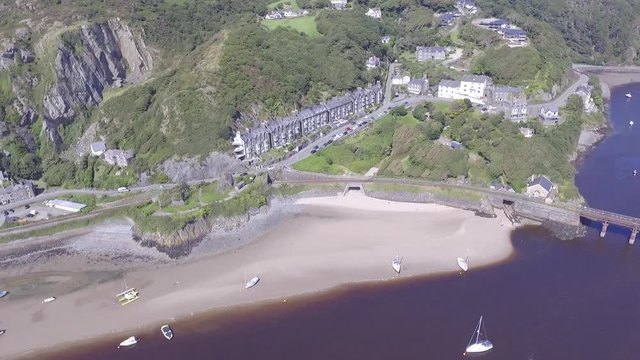 Aerial Shot Pulling Back From Barmouth
