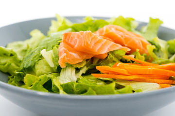 raw fish salad and vegetables fruit