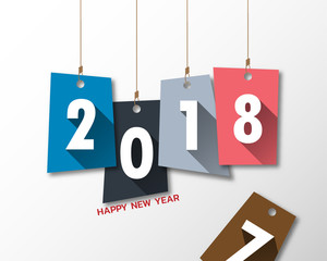 Happy new 2018 year. Greetings card. Colorful design. Vector illustration.