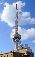 Obraz premium TV tower on the mountain, near Tokaj city, Hungary