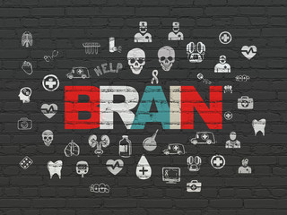 Healthcare concept: Brain on wall background