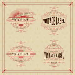4 vintage typographic label premium - vector