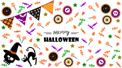 Happy Halloween party card on transparent background. The composition can be rearranged by yourself.
