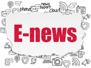 News concept: E-news on Torn Paper background