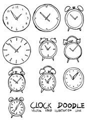 Set of Clock illustration Hand drawn Sketch line vector eps10