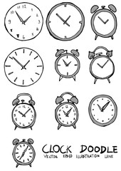 Set of Clock illustration Hand drawn Sketch line vector eps10