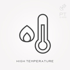 Line icon high temperature