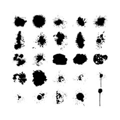 ink  blobs and drops set isolated on white background